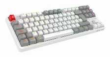 Teclado Balam Rush Level Pro Gk990 Español, Inalámbrico Y Alámbrico, Rf Inalámbrico + Bluetooth, Interruptor Mecánico, Led Rgb, Gris, Blanco