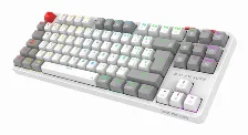 Teclado Balam Rush Level Pro Gk990 Español, Inalámbrico Y Alámbrico, Rf Inalámbrico + Bluetooth, Interruptor Mecánico, Led Rgb, Gris, Blanco