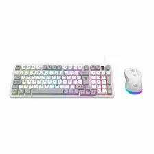 Kit Teclado Y Mouse Balam Rush Br-940450 Usb, Retroiluminado, Alambrico, Blanco