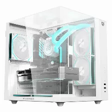 Gabinete Gamer Balam Rush Tank Majestic 6600 / Media Torre / Atx/micro Atx- Mini Itx / Ventiladores Argb 3x120 Mm / Triple Panel De Cristal Templado / Blanco / Br-941532
