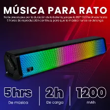 Mini Barra De Sonido Vorago Bluetooth Bsp-320, 5w, Inalambrico, Rgb, Auxiliar 3.5mm, Negro