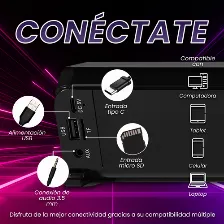 Mini Barra De Sonido Vorago Bluetooth Bsp-320, 5w, Inalambrico, Rgb, Auxiliar 3.5mm, Negro