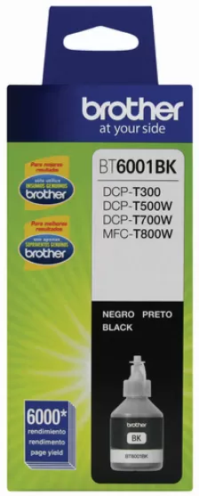 Cartucho De Tinta Brother Bt6001bk, Negro, 6000 Paginas, Dcp-t300dcp-t500wdcp-t700wmfc-t800w
