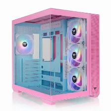 Gabinete Thermaltake View 380 Tg Argb Snow Midi Tower, Vidrio Frontal/lateral, 4x Vent., Rosa