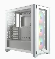 Gabinete Pc Corsair Icue 4000x Rgb Midi Tower Soporta T Madre Atx, Ventana Lateral Ventiladores Frontales 3x 120 Mm Color Blanco Sin Fuente De Poder