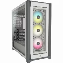 Gabinete Corsair Icue 5000x Rgb Semi Torre, Ventana Lateral Vidrio, 3x Vent. Rgb, S/fuente, Blanco