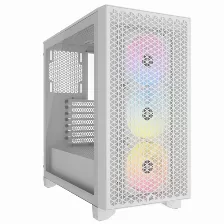 Gabinete Corsair 3000d Airflow Rgb, Media Torre, Atx, 3x Vent. Frontales Rgb 120mm, Ventana Lateral Vidrio, Sin Fuente, 2 X Usb 3.2, Color Blanco