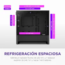 Gabinete Nzxt H3 Flow Midi Tower, Micro-atx, Mini-itx, Vent. 1x120 Mm, Negro