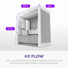 Gabinete Nzxt H3 Flow Midi Tower, Micro-atx, Mini-itx, Vent. 1x120 Mm, Blanco