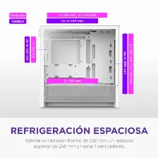 Gabinete Nzxt H3 Flow Midi Tower, Micro-atx, Mini-itx, Vent. 1x120 Mm, Blanco