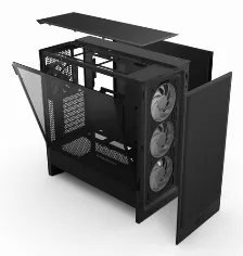 Gabinete Nzxt H5 H5 Flow Rgb Midi Tower, Ventana Lateral, 4x Ventiladores, Negro