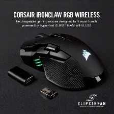 Mouse Gaming Corsair Ironclaw Rgb Wireless, 18000dpi, Bluetooth, Sensor Optico Custom Pixart, 10 Botones Programables, Omron