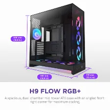 Gabinete Nzxt H9 Flow Rgb+, Midi Tower, E-atx, Atx, Micro-atx, Mini-itx, 3 Ventiladores, Negro