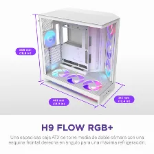 Gabinete Nzxt H9 Flow Rgb+, Midi Tower, E-atx, Atx, Micro-atx, Mini-itx, 3 Ventiladores, Blanco