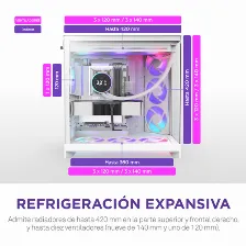 Gabinete Nzxt H9 Flow Rgb+, Midi Tower, E-atx, Atx, Micro-atx, Mini-itx, 3 Ventiladores, Blanco