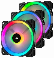 Kit De 3 Ventiladores Para Gabinete Corsair Ll120, Rgb Dual, 120mm, 1500 Rpm, Negro