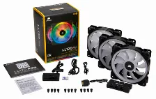 Kit De 3 Ventiladores Para Gabinete Corsair Ll120, Rgb Dual, 120mm, 1500 Rpm, Negro