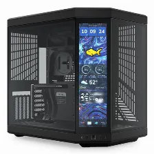Gabinete Hyte Y70 Touch Infinite Midi Tower, Doble Camara, Pantalla Tactil Lcd De 14.1 Pulgadas, Sin Fuente, Color Negro