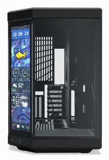 Gabinete Hyte Y70 Touch Infinite Midi Tower, Doble Camara, Pantalla Tactil Lcd De 14.1 Pulgadas, Sin Fuente, Color Negro