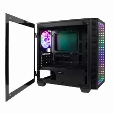 Gabinete Game Factor Csg560, Panel Lateral Vidrio Templado, Panel Frontal Infinito, 3 Ventiladores Rgb