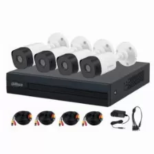 Kit De Vigilancia Dahua Cctv, Dvr 4 Canales, 4 Camaras Con Microfono, 2mp, Ip67, Con Accesorios