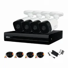 Kit De Vigilancia Dahua Cctv, Dvr 8 Canales 2mp, 4 Camaras Bala, Ia