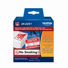 Etiqueta Blanca Continua De Papel Brother Dk2251 De 62 Mm De Ancho X 15.2 Mts De Largo. Impresia?n En Negro/rojo. Ql800 / Ql810w