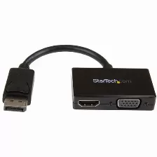 Cable Convertidor De Vídeo Startech (dp2hdvga), Displayport A Hdmi O Vga, Resolución 1920x1200 Pixeles, Soporte De Audio, Color Negro