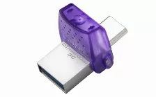 Memoria Usb Kingston Technology Datatraveler Microduo 3c 128 Gb Usb Type-a / Usb Type-c, 3.2 Gen 1 (3.1 Gen 1), Color Acero Inoxidable, Púrpura