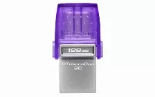Memoria Usb Kingston Technology Datatraveler Microduo 3c 128 Gb Usb Type-a / Usb Type-c, 3.2 Gen 1 (3.1 Gen 1), Color Acero Inoxidable, Púrpura