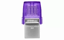 Memoria Usb Kingston Technology Datatraveler Microduo 3c 256 Gb Usb Type-a / Usb Type-c, 3.2 Gen 1 (3.1 Gen 1), Color Acero Inoxidable, Púrpura