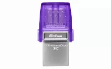 Memoria Usb Kingston Technology Datatraveler Microduo 3c 64 Gb Usb Type-a / Usb Type-c, 3.2 Gen 1 (3.1 Gen 1), Color Púrpura, Acero Inoxidable
