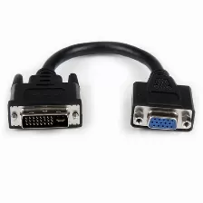 Adaptador Conversor Startech (dvivgamf8in), De 20cm Dvi-i A Vga - Dvi-i Macho - Hd15 Hembra, Color Negro
