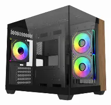 Gabinete Cooler Master Elite 481 Wood Mini Tower, M-atx, Atx, 3 Ventiladores, Negro