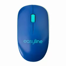 Mouse Easy Line El-995128 óptico, 2 Botones, 1000 Dpi, Rf Wireless + Usb Type-a, Azul, Blanco