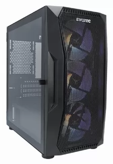Gabinete Evotec Seoul Ev-1019 Pc, Soporta Micro Atx, Mini-atx, 4 Ranuras De Expansion, Color Negro, Ventana Lateral Si, 1 X Usb 3.2, 2 X Usb 2.0