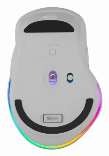 Mouse Getttech Ggm-rgbtr-01-wh óptico, 7 Botones, 6400 Dpi, Rf Wireless + Bluetooth + Usb Type-a, 10 M, Blanco