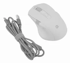Mouse Getttech Ggm-rgbtr-01-wh óptico, 7 Botones, 6400 Dpi, Rf Wireless + Bluetooth + Usb Type-a, 10 M, Blanco