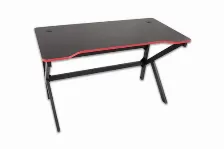 Escritorio Gamer Modamob, Modelo Cetus, Estructura Metalica, 120x61x75cm, Diseno Vanguardista, Color Negro Con Rojo.