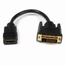 Adaptador Startech (hddvifm8in) De 20cm Hdmi A Dvi - Dvi-d Macho - Hdmi Hembra Color Negro
