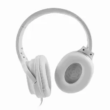 Diadema Vorago Hp-301 Blanco, Alta Definicion, Super Bass, Manos Libres, Cable Plano 1.20m, 3.5mm, Hp-301-wh