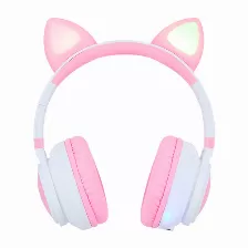 Diadema Inalambrica Vorago Hpb-300-k, Microfono, Bluetooth 5.0, Rgb, Usb Tipo C, Color Rosa/blanco