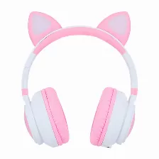 Diadema Inalambrica Vorago Hpb-300-k, Microfono, Bluetooth 5.0, Rgb, Usb Tipo C, Color Rosa/blanco