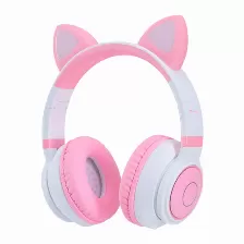 Diadema Inalambrica Vorago Hpb-300-k, Microfono, Bluetooth 5.0, Rgb, Usb Tipo C, Color Rosa/blanco