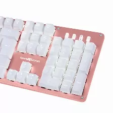Teclado Mecanico Gaming Gamefactor Kbg400, Switch Red, Antighost, Retroiluminado, Usb, Color Rosa/blanco