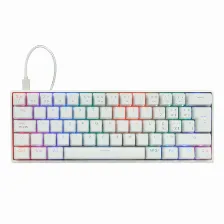 Teclado Mecanico Game Factor Kbg560, Usb 1.5m, Rgb, Teclas Blanco Y Rosa, Switch Gateron Rojo