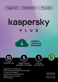 Licencia Electronica Esd Kaspersky Plus/ 10 Dispositivos / 5 Cuentas Kpm / 365 Dias / Base, Clave De Activacion, No Devolucion-no Cancelacion