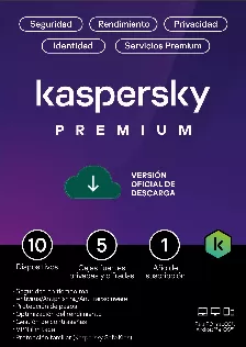 Licencia Kaspersky Premium + Customer Support / 10 Dispositivos / 5 Cuentas Kpm / 365 Dias / Electronica Esd