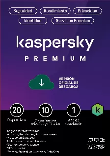 Licencia Kaspersky Premium + Customer Support (total Security) / 20 Dispositivos / 10 Cuentas Kpm / 365 Dias
