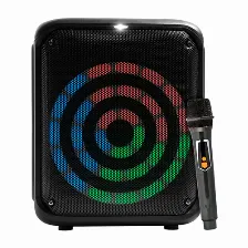 Bocina Vorago Karaoke Speaker 350, 30w Rms, Usb, 3.5 Mm, Bt, Microfono Inalambrico, Rgb, Negro